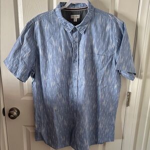 Sun + Stone Mens Light Blue Patterned Casual Button Down Shirt Size XXL Like New